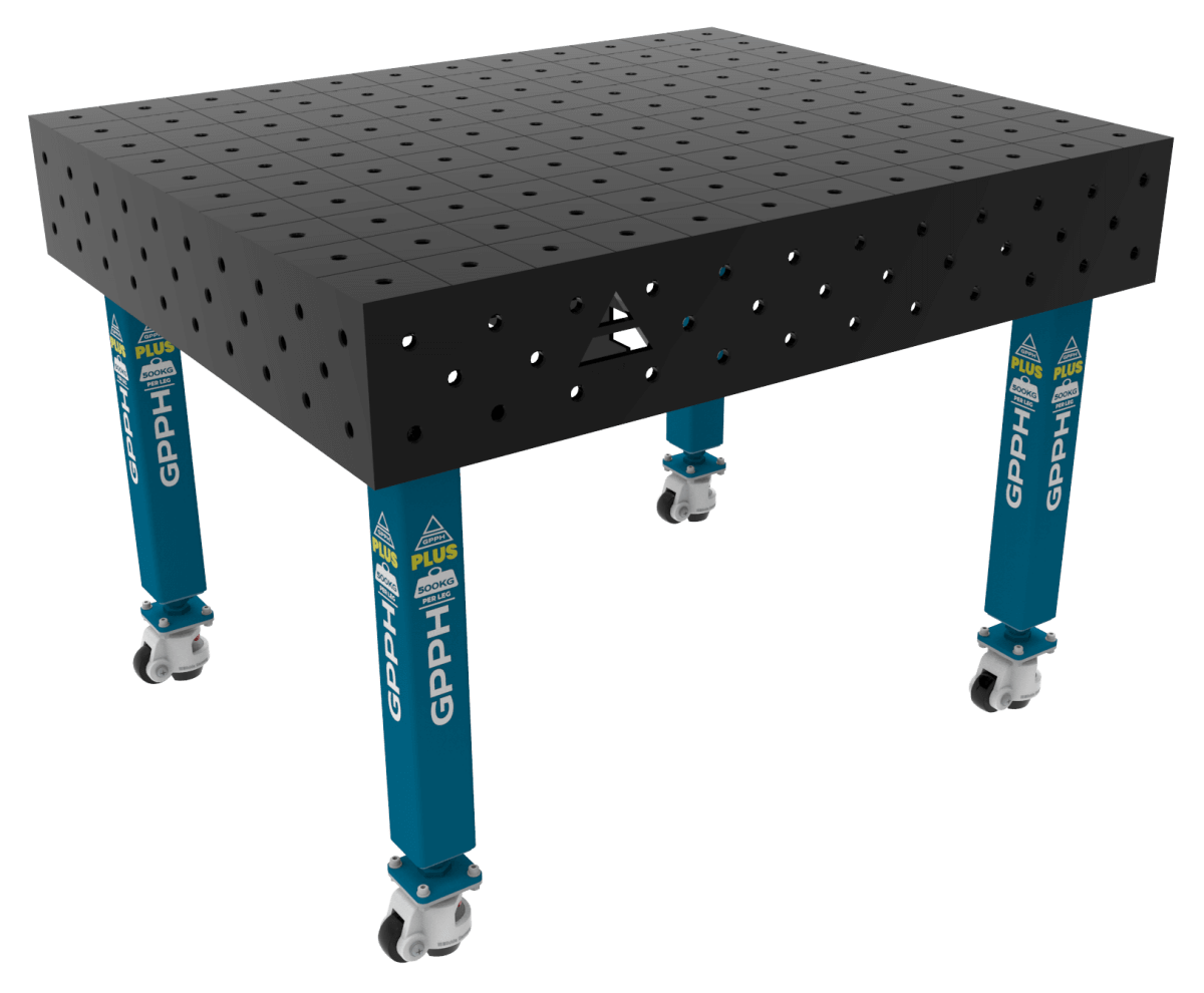 Stół Spawalniczy PLUS Rozmiar - 1200x1000mm, Siatka - 100x100mm, System - Φ16, Nogi - Na kołach