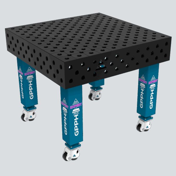 Stół Spawalniczy EXPERT Rozmiar - 1000x1000mm, Siatka - diagonalna, System - Φ28, Nogi - Na kołach