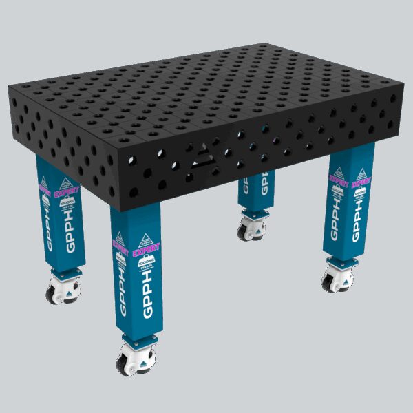 Stół Spawalniczy EXPERT Rozmiar - 1200x800mm, Siatka - diagonalna, System - Φ28, Nogi - Na kołach
