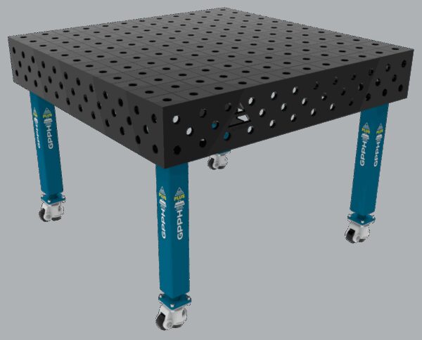Stół Spawalniczy PLUS Siatka - 100x100mm, System - Φ28, Rozmiar - 1200x1200mm, Nogi - Na kołach