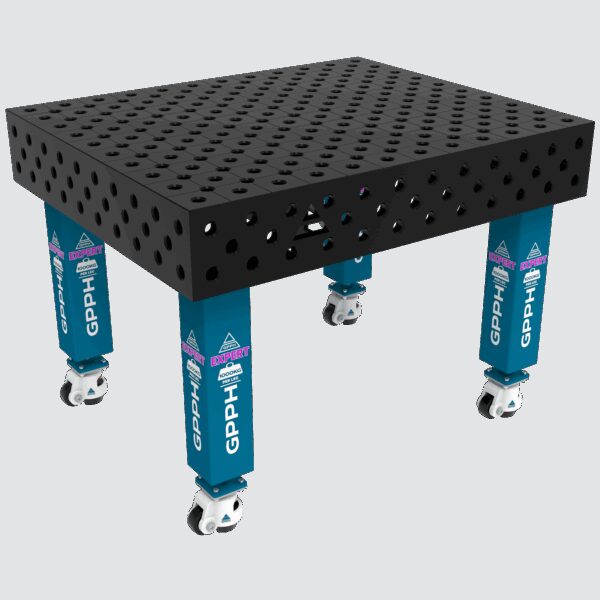 Stół Spawalniczy EXPERT Rozmiar - 1200x1000mm, Siatka - diagonalna, System - Φ28, Nogi - Na kołach