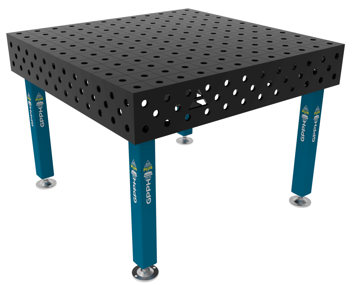 Stół Spawalniczy PLUS Siatka - 100x100mm, System - Φ28, Rozmiar - 1200x1200mm, Nogi - Na stopach