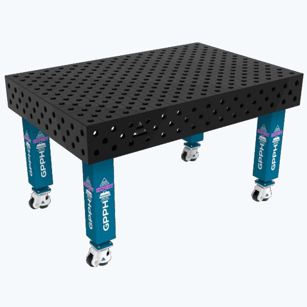 Stół Spawalniczy EXPERT Rozmiar - 1500x1000mm, Siatka - diagonalna, System - Φ28, Nogi - Na kołach