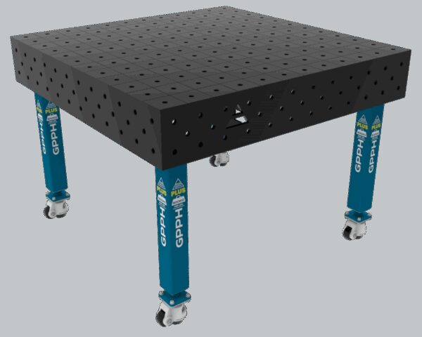Stół Spawalniczy PLUS Siatka - 100x100mm, System - Φ16, Rozmiar - 1200x1200mm, Nogi - Na kołach