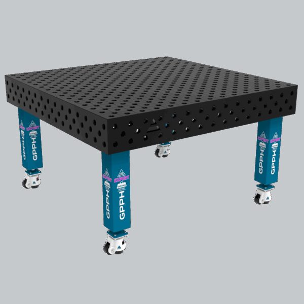 Stół Spawalniczy EXPERT Rozmiar - 1500x1480mm, Siatka - diagonalna, System - Φ28, Nogi - Na kołach