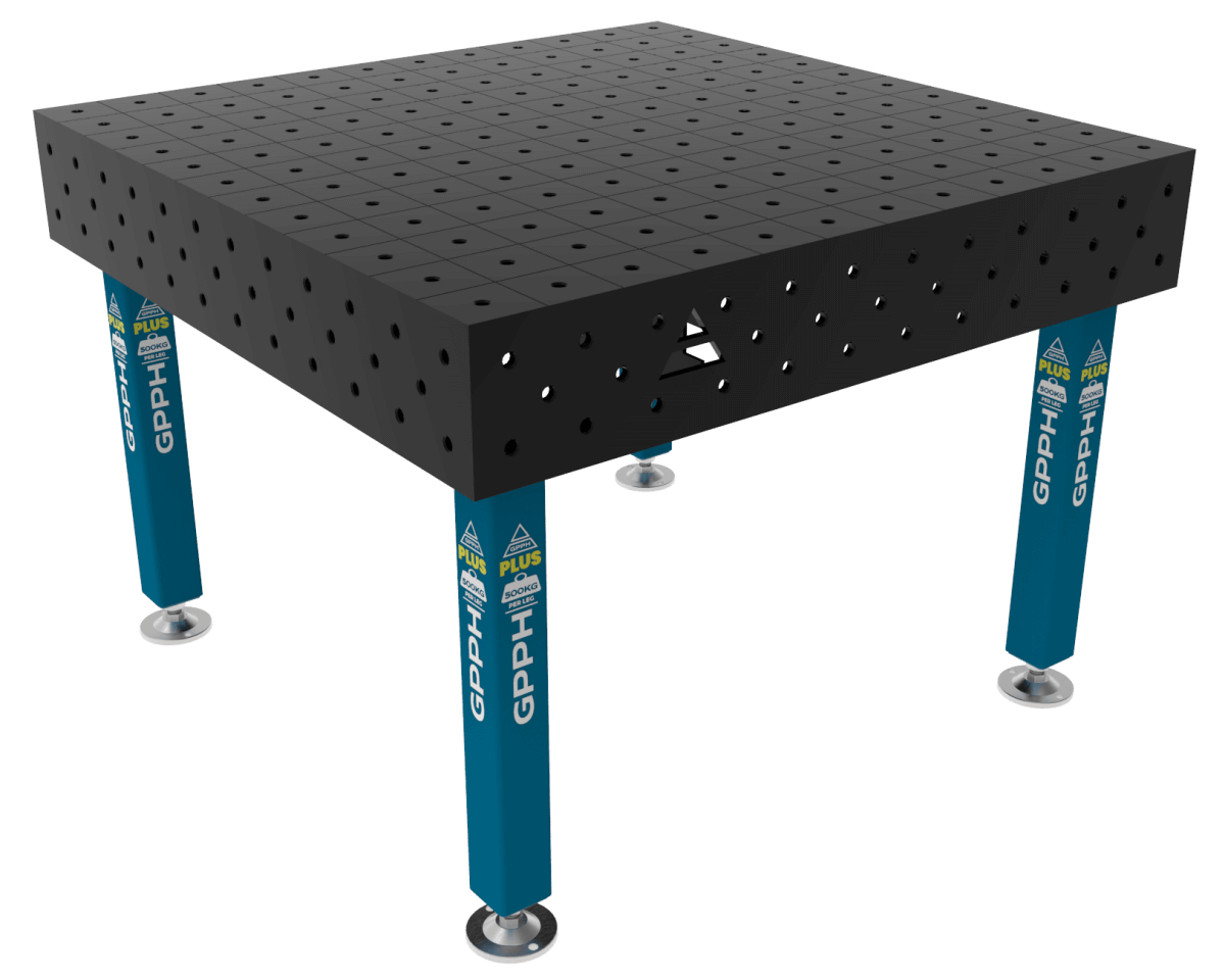 Stół Spawalniczy PLUS Siatka - 100x100mm, System - Φ16, Rozmiar - 1200x1200mm, Nogi - Na stopach