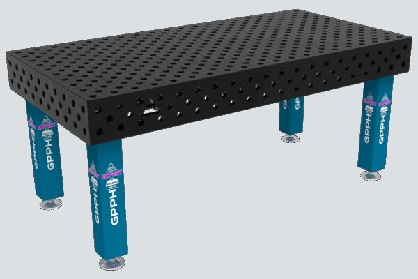Stół Spawalniczy EXPERT Rozmiar - 2000x1000mm, Siatka - diagonalna, System - Φ28, Nogi - Na stopach