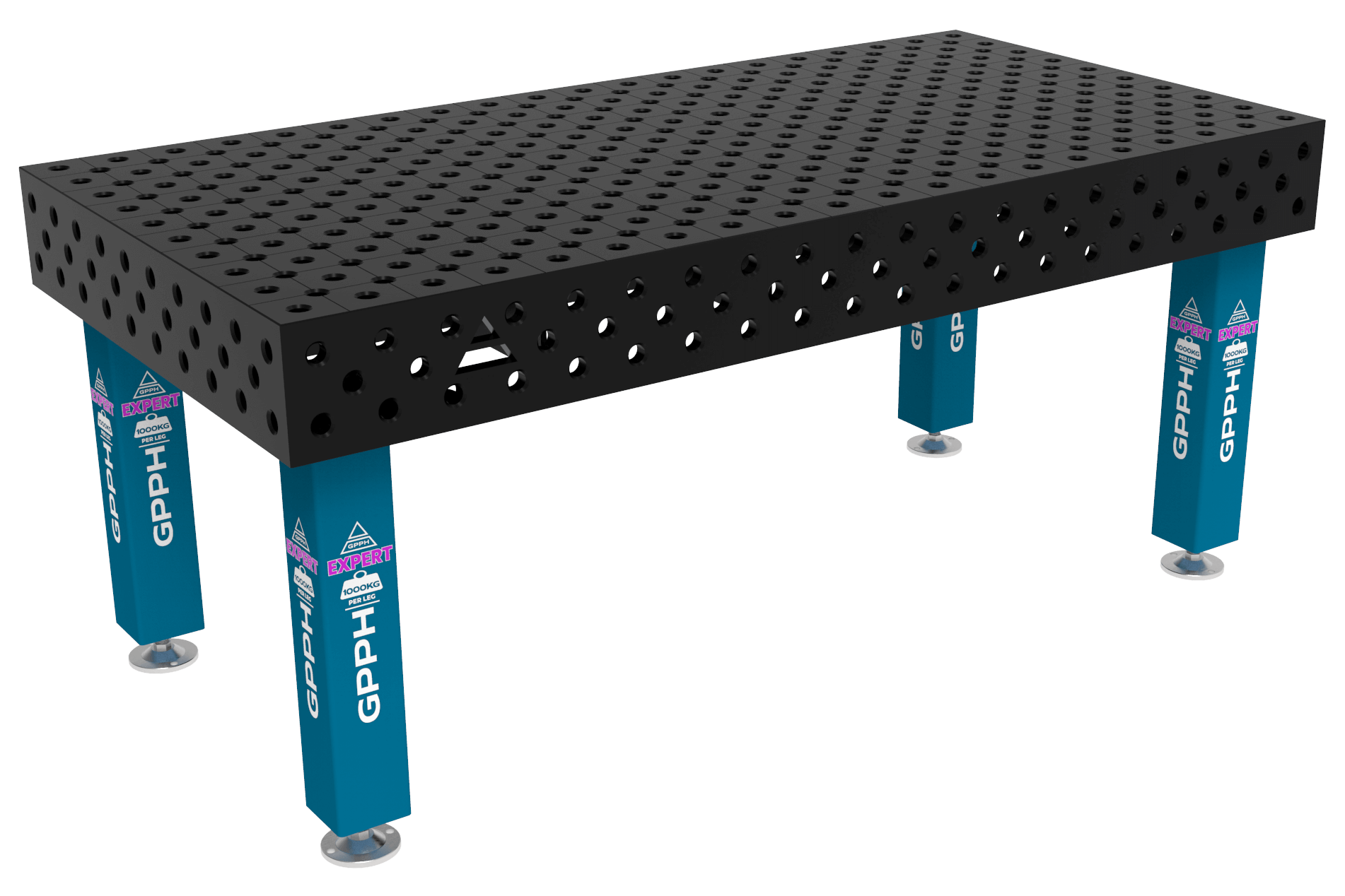 Stół Spawalniczy EXPERT Rozmiar - 2000x1000mm, Siatka - diagonalna, System - Φ28, Nogi - Na stopach