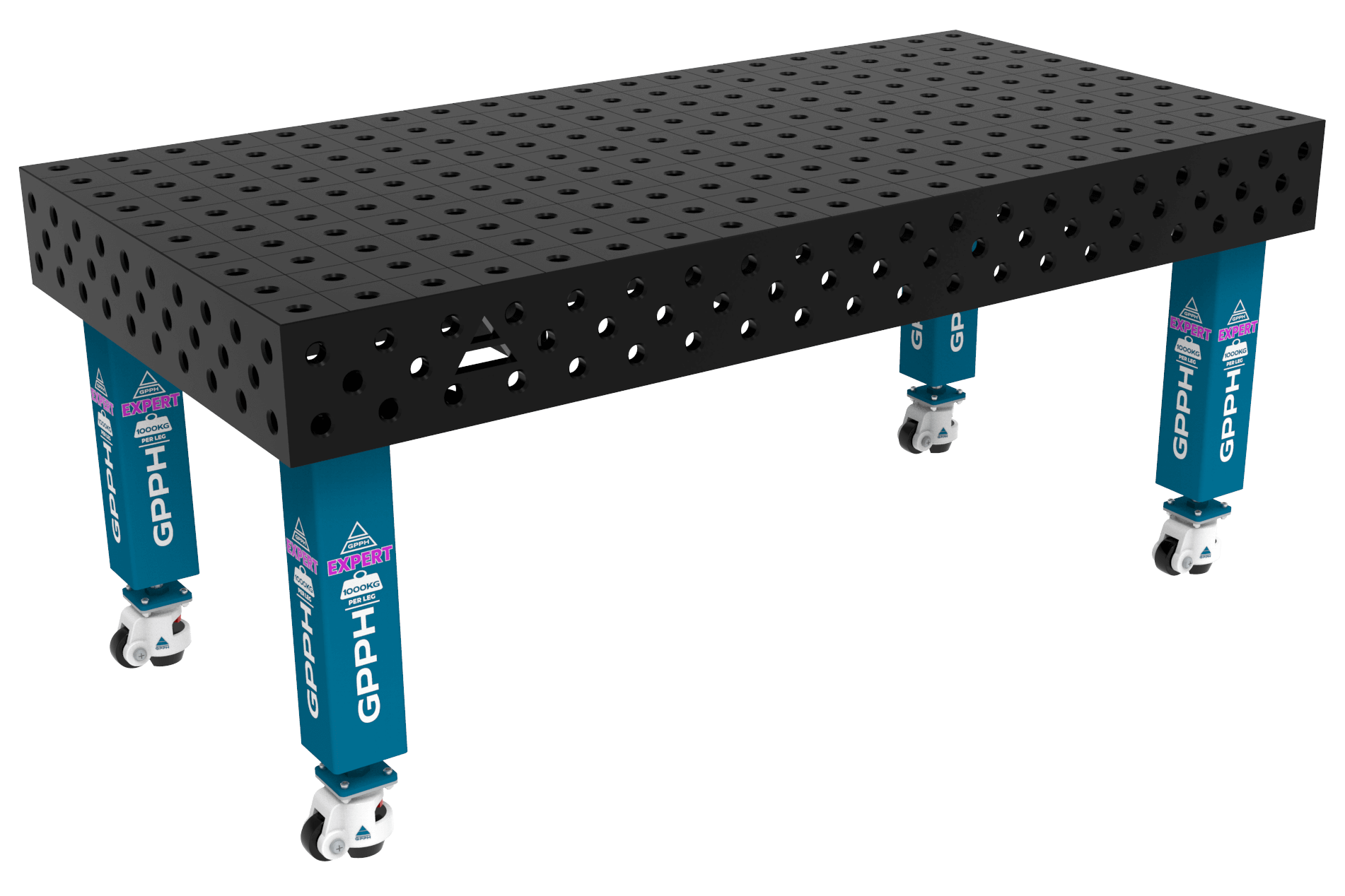 Stół Spawalniczy EXPERT Rozmiar - 2000x1000mm, Siatka - 100x100mm, System - Φ28, Nogi - Na kołach