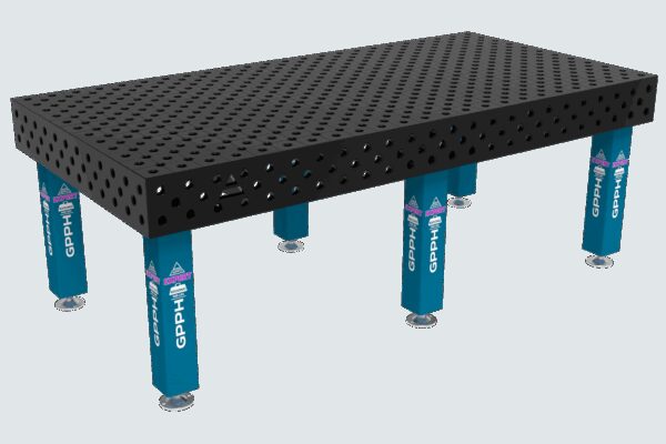 Stół Spawalniczy EXPERT Rozmiar - 2400x1200mm, Siatka - diagonalna, System - Φ28, Nogi - Na stopach