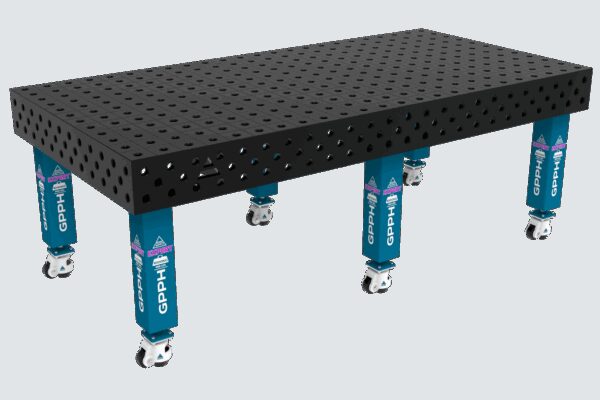 Stół Spawalniczy EXPERT Rozmiar - 2400x1200mm, Siatka - 100x100mm, System - Φ28, Nogi - Na kołach