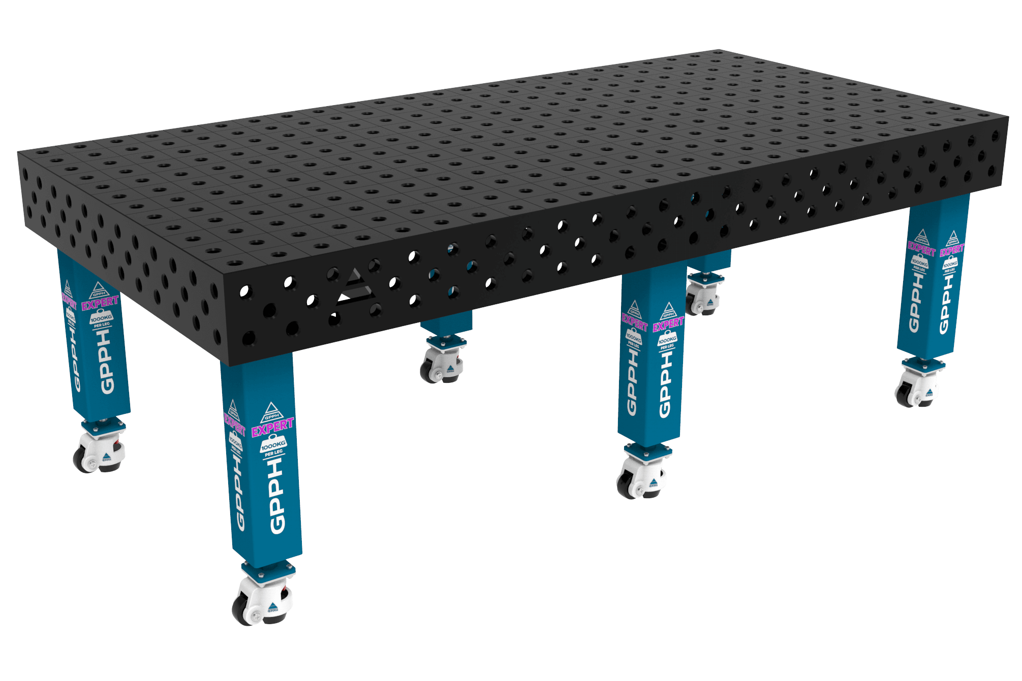 Stół Spawalniczy EXPERT Rozmiar - 2400x1200mm, Siatka - 100x100mm, System - Φ28, Nogi - Na kołach