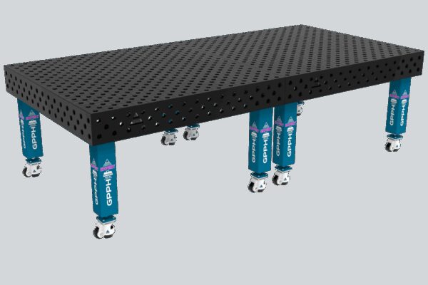 Stół Spawalniczy EXPERT Rozmiar - 3000x1480mm, Siatka - diagonalna, System - Φ28, Nogi - Na kołach