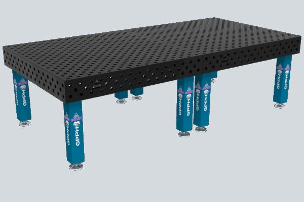 Stół Spawalniczy EXPERT Rozmiar - 3000x1480mm, Siatka - diagonalna, System - Φ28, Nogi - Na stopach