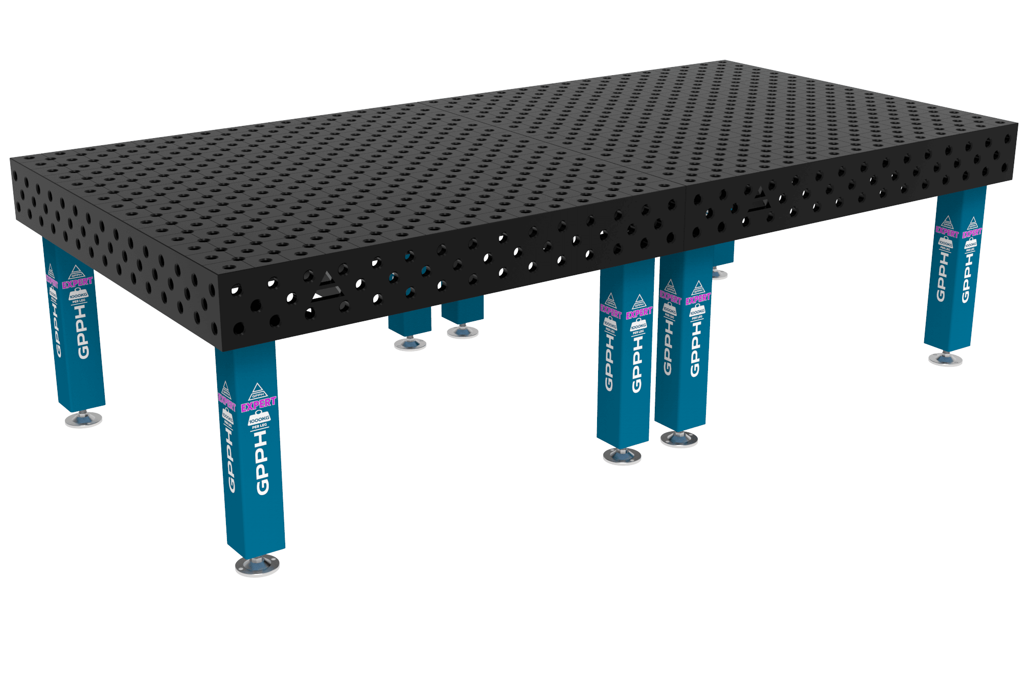 Stół Spawalniczy EXPERT Rozmiar - 3000x1480mm, Siatka - diagonalna, System - Φ28, Nogi - Na stopach