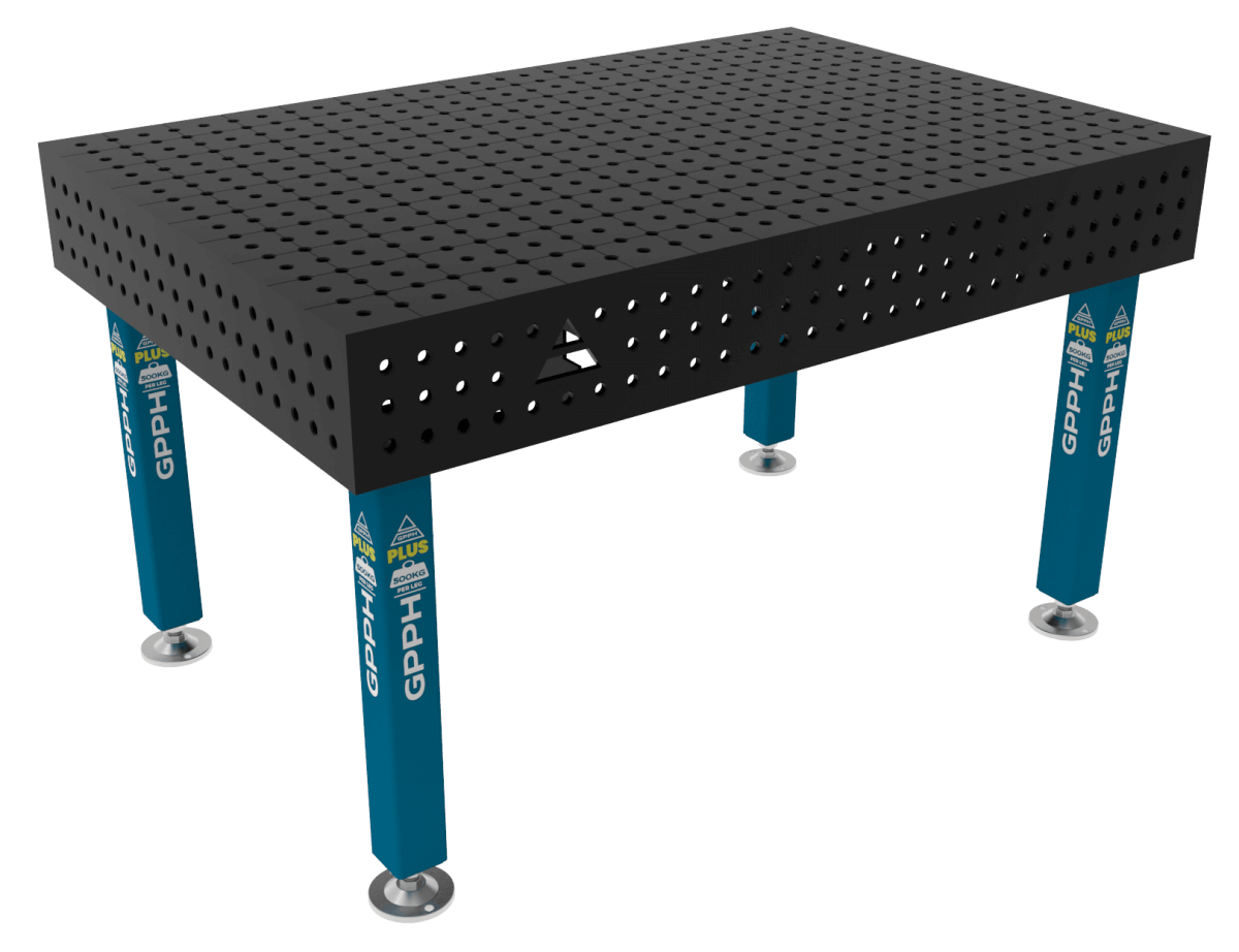 Stół Spawalniczy PLUS Siatka - 50x50mm, System - Φ16, Rozmiar - 1500x1000mm, Nogi - Na stopach