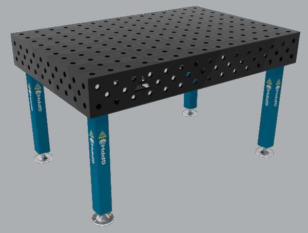 Stół Spawalniczy PLUS Siatka - 100x100mm, System - Φ28, Rozmiar - 1500x1000mm, Nogi - Na stopach