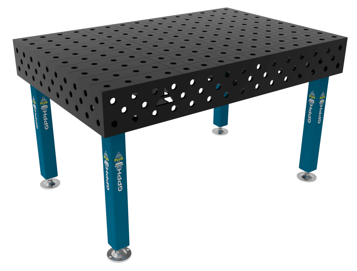 Stół Spawalniczy PLUS Siatka - 100x100mm, System - Φ28, Rozmiar - 1500x1000mm, Nogi - Na stopach