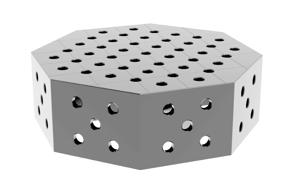 Stół spawalniczy ośmiokątny OCT INOX 600x600mm fi28 siatka diagonalna