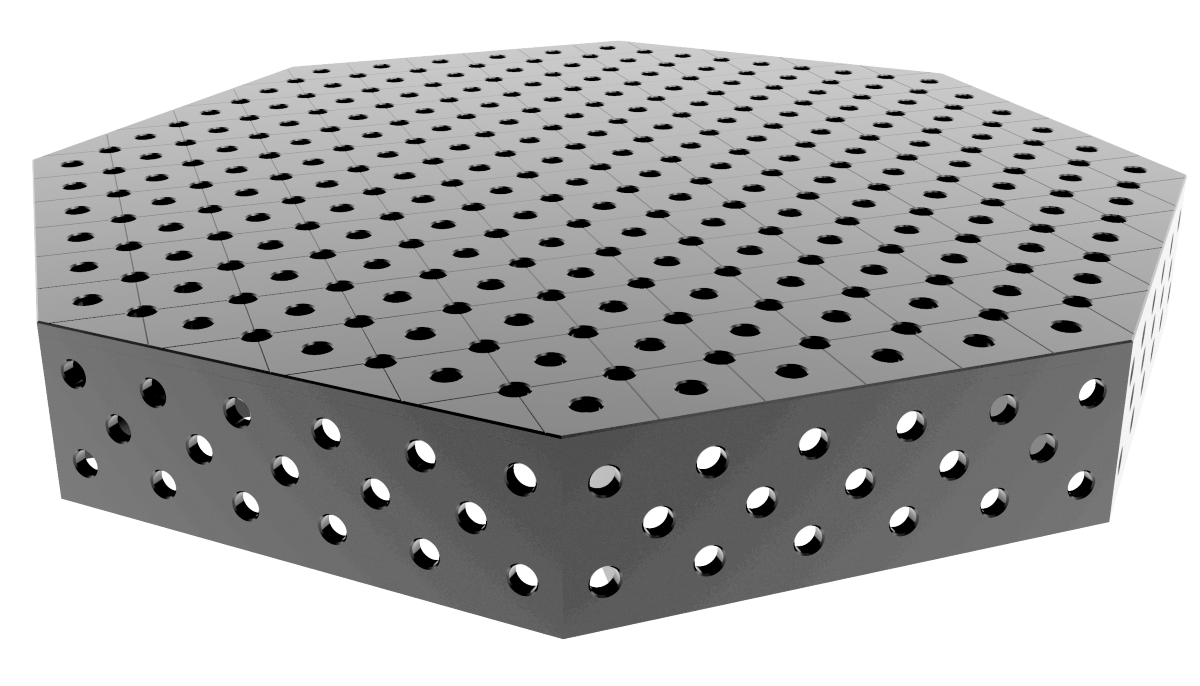 Stół spawalniczy ośmiokątny OCT INOX 1400x1400mm fi28 siatka diagonalna