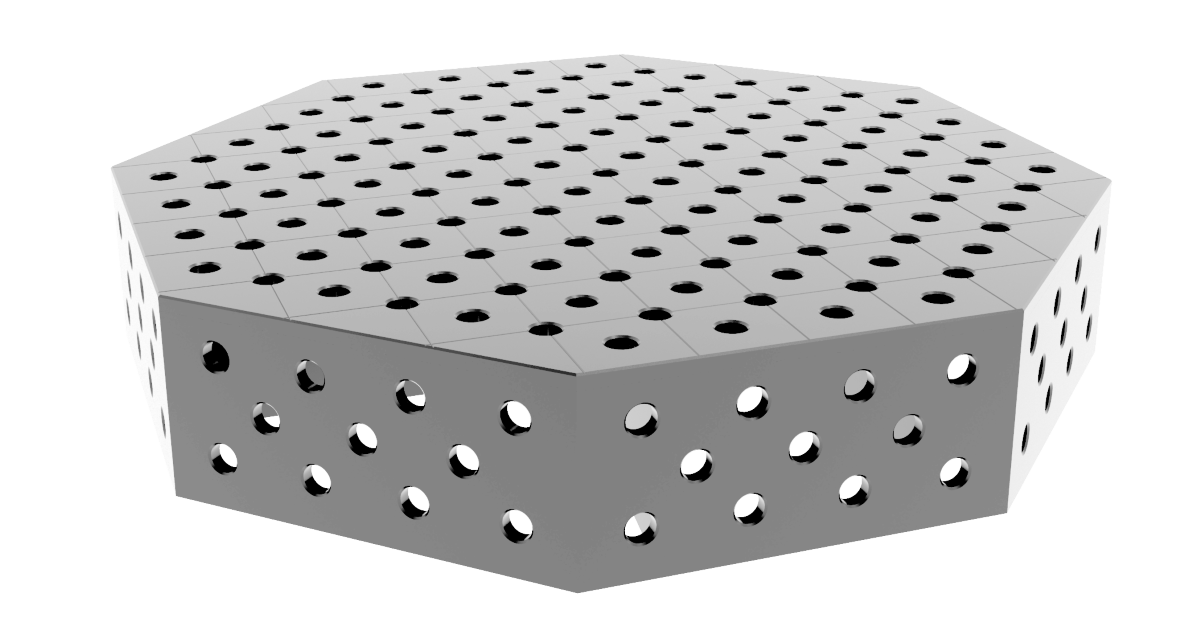 Stół spawalniczy ośmiokątny OCT INOX 1000x1000mm fi28 siatka diagonalna