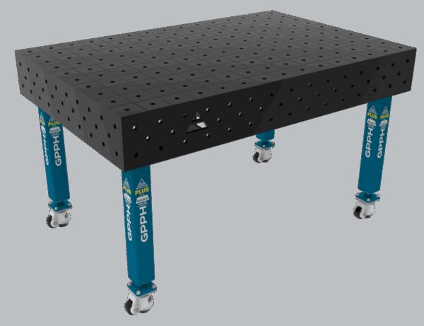 Stół Spawalniczy PLUS Siatka - 100x100mm, System - Φ16, Rozmiar - 1500x1000mm, Nogi - Na kołach