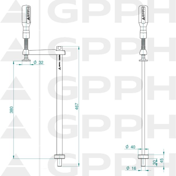 Zacisk mocujący GPPH fi28 mm - rysunek techniczny