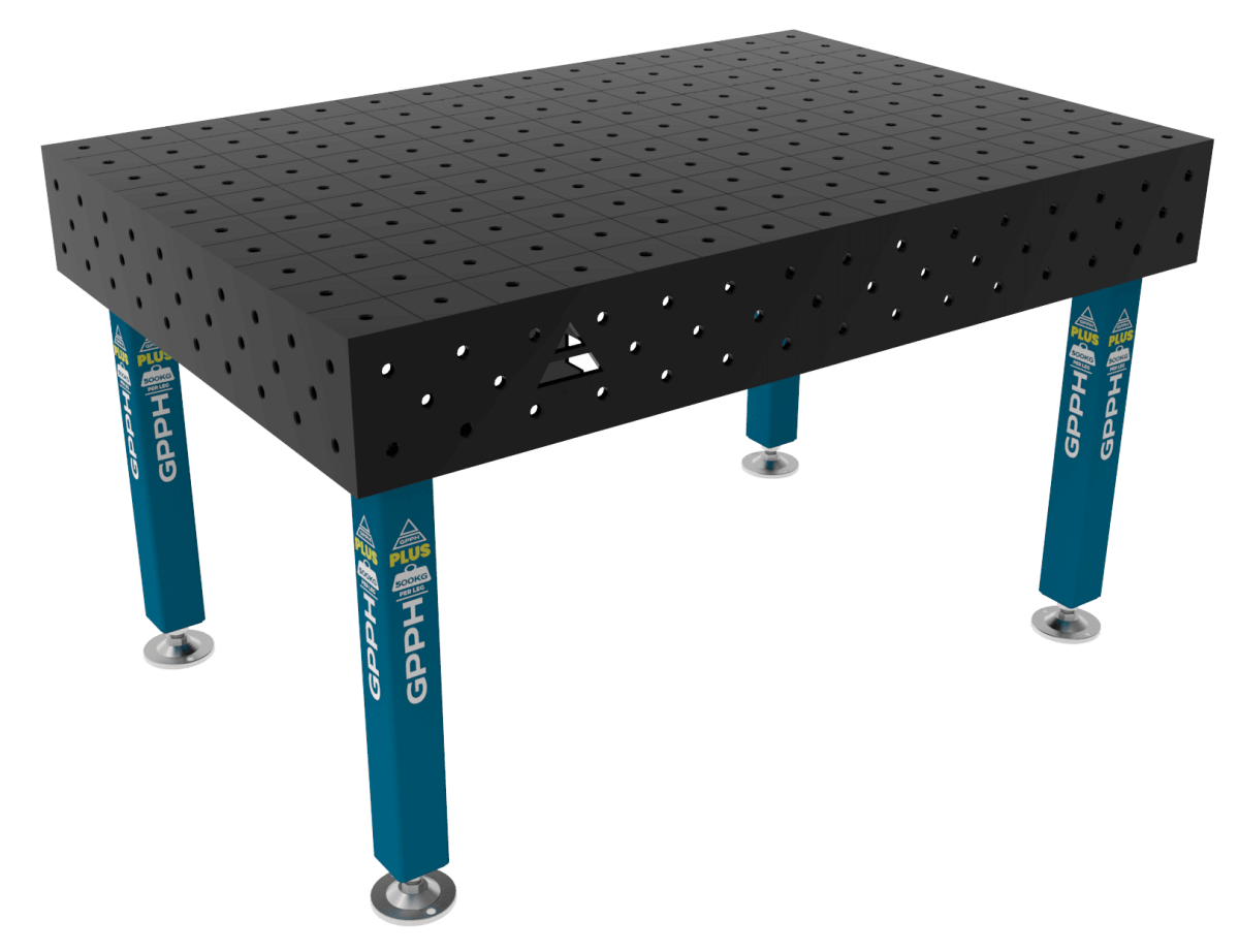 Stół Spawalniczy PLUS Siatka - 100x100mm, System - Φ16, Rozmiar - 1500x1000mm, Nogi - Na stopach