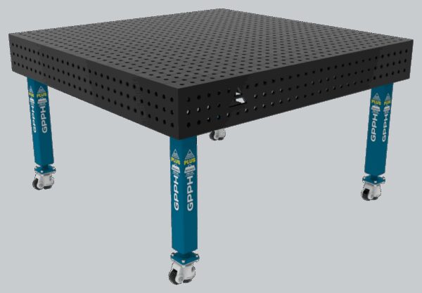 Stół Spawalniczy PLUS Siatka - 50x50mm, System - Φ16, Rozmiar - 1500x1480mm, Nogi - Na kołach