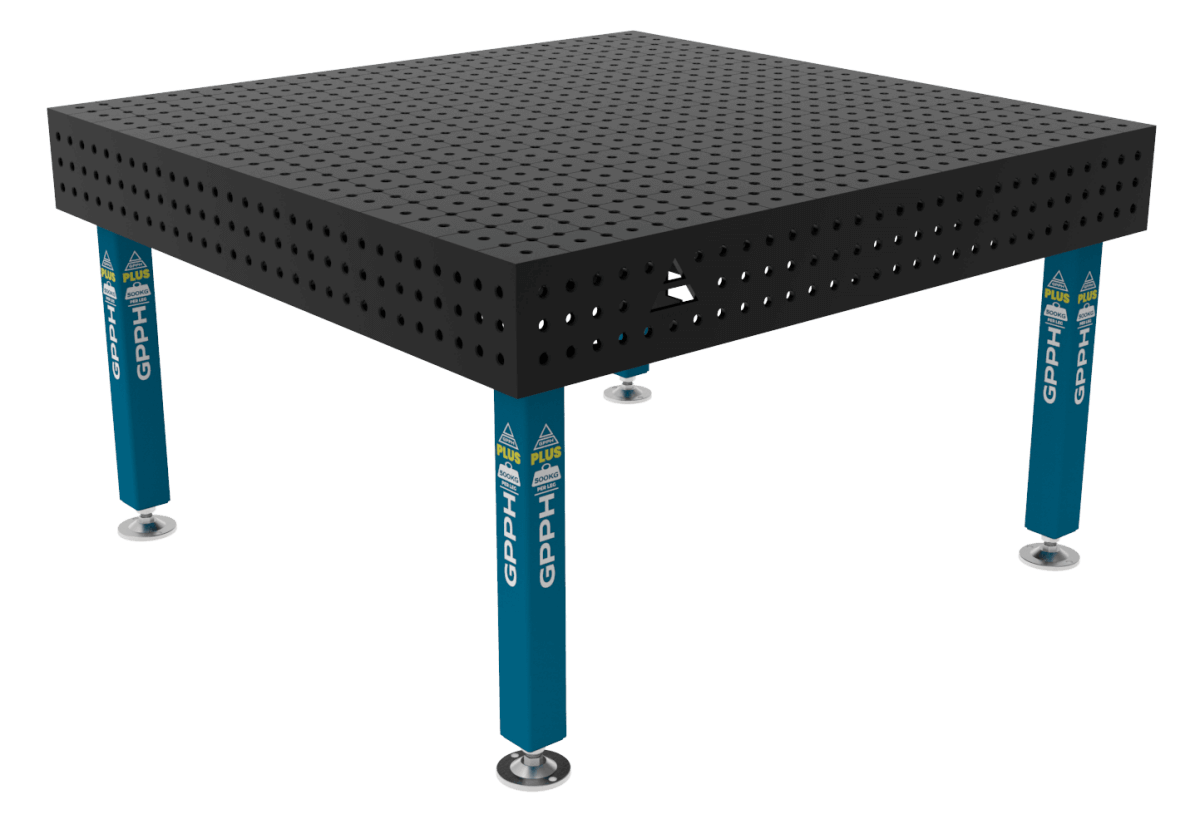 Stół Spawalniczy PLUS Siatka - 50x50mm, System - Φ16, Rozmiar - 1500x1480mm, Nogi - Na stopach