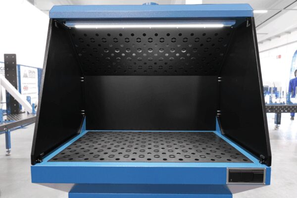 GPPH Stanowisko Szlifiersko-Spawalnicze Podstawa z odciągiem górnym 1270x770 mm fi28 mm siatka 100x100 mm