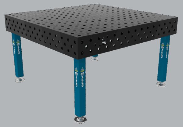 Stół Spawalniczy PLUS Siatka - 100x100mm, System - Φ28, Rozmiar - 1500x1480mm, Nogi - Na stopach