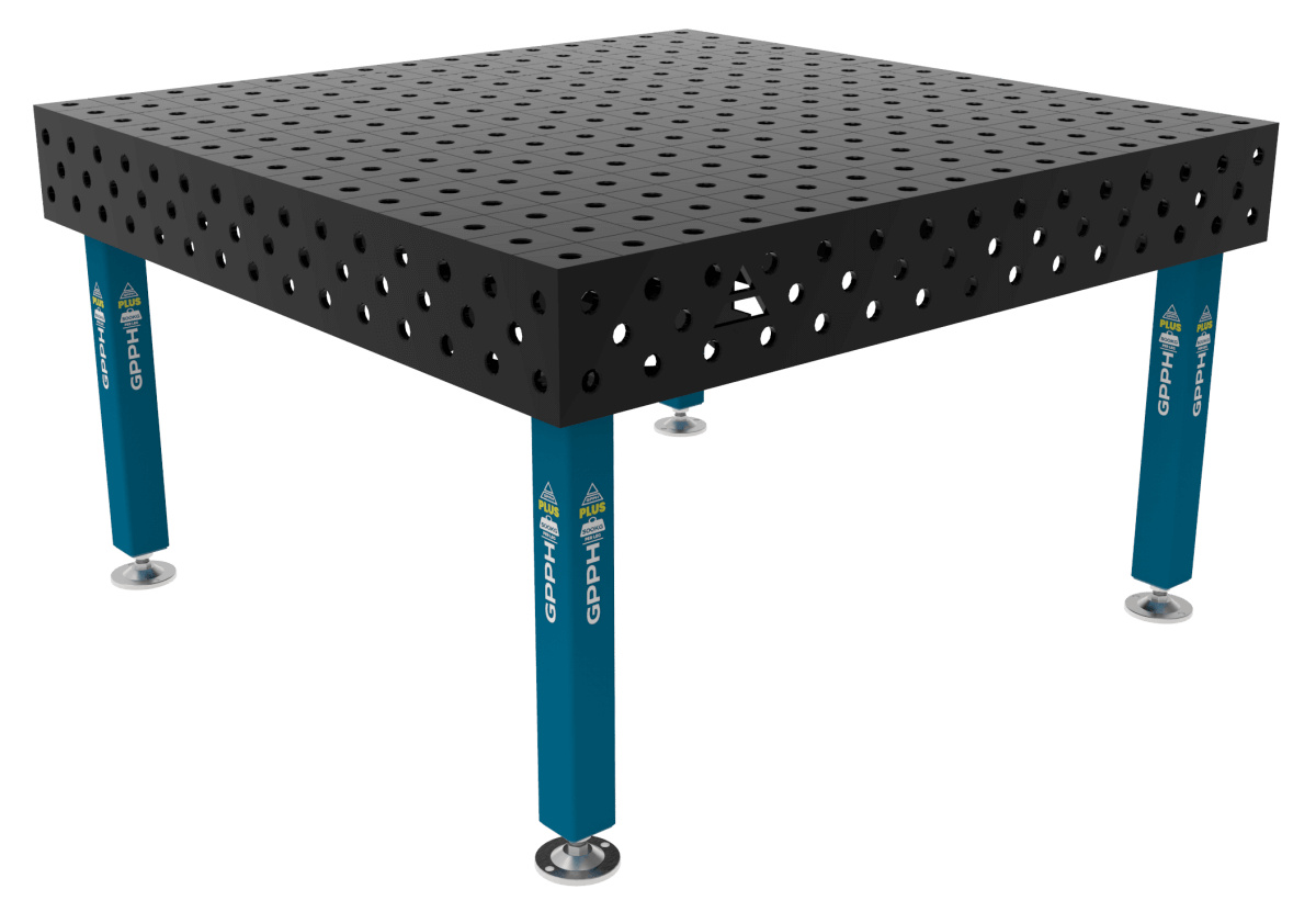 Stół Spawalniczy PLUS Siatka - 100x100mm, System - Φ28, Rozmiar - 1500x1480mm, Nogi - Na stopach
