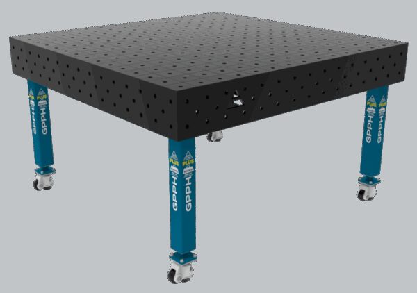 Stół Spawalniczy PLUS Siatka - 100x100mm, System - Φ16, Rozmiar - 1500x1480mm, Nogi - Na kołach
