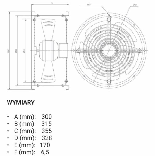 Rysunek techniczny wentylatora do okapu spawalniczego IQ AirFlow GPPH 1500x1000x890 mm