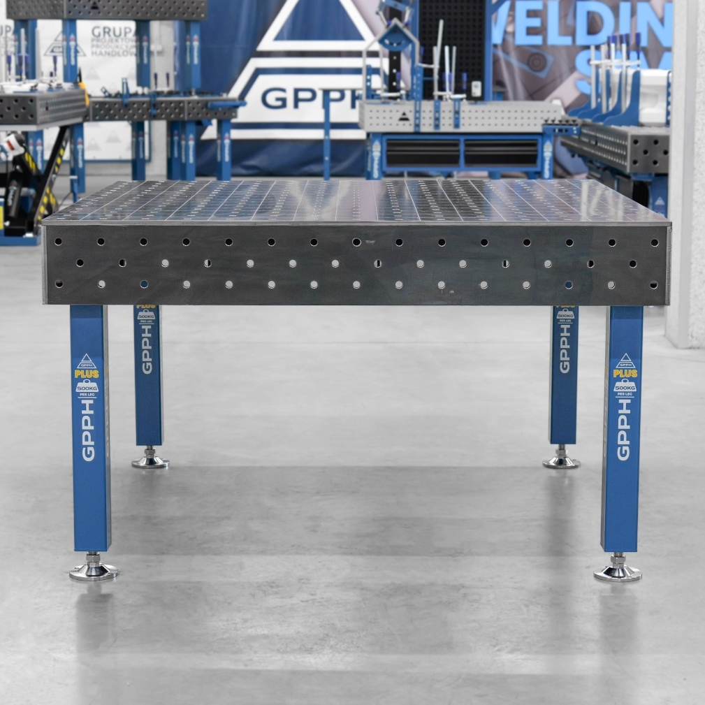 Stół Spawalniczy PLUS 1500x1480 mm – System otworów φ16, siatka 100x100 mm