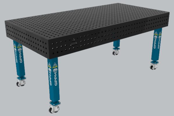 Stół Spawalniczy PLUS Siatka - 50x50mm, System - Φ16, Rozmiar - 2000x1000mm, Nogi - Na kołach