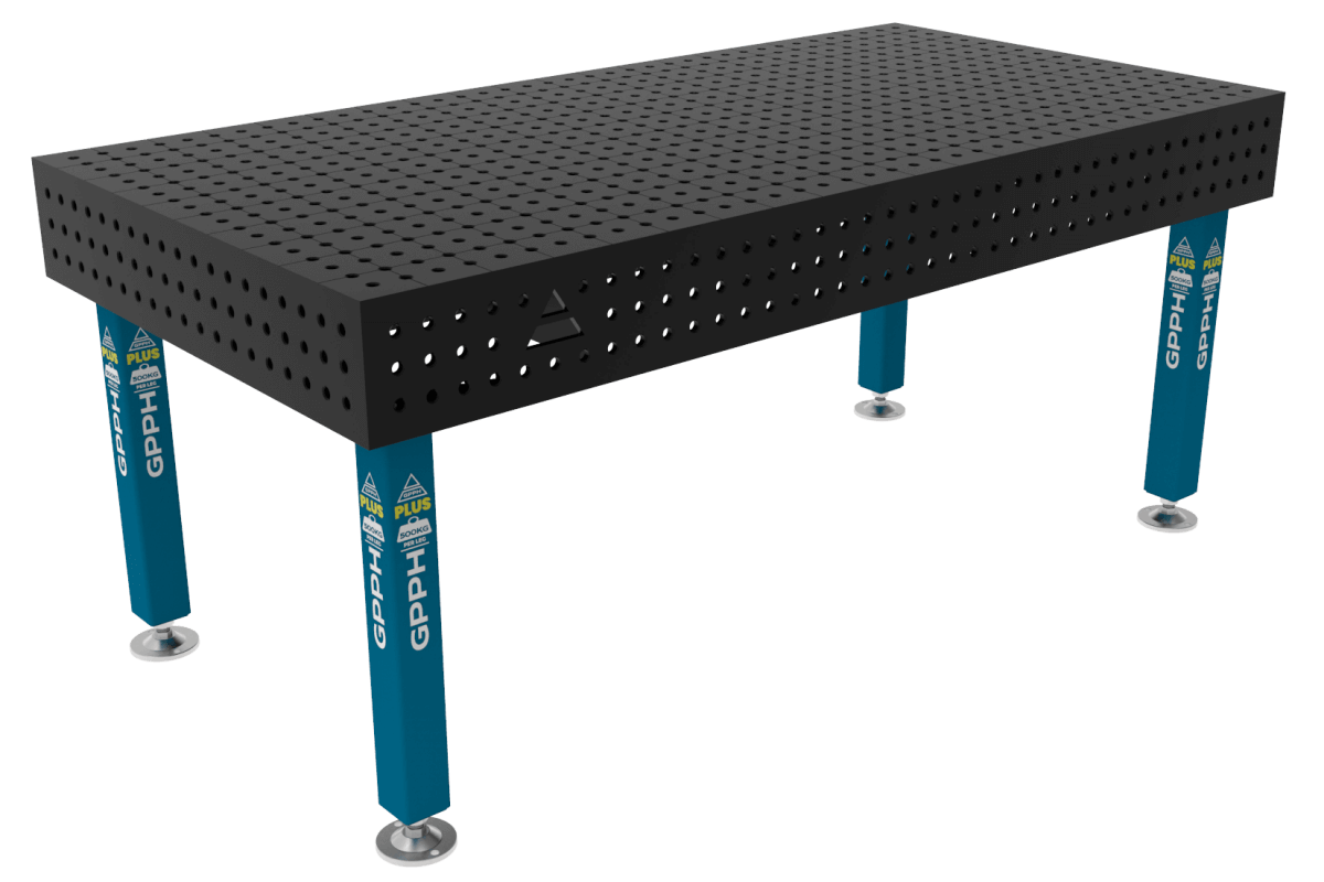 Stół Spawalniczy PLUS Siatka - 50x50mm, System - Φ16, Rozmiar - 2000x1000mm, Nogi - Na stopach