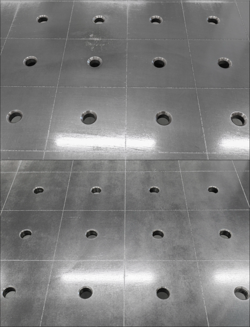 Stół Spawalniczy PLUS 1500x1480 mm – System otworów φ16, siatka 100x100 mm