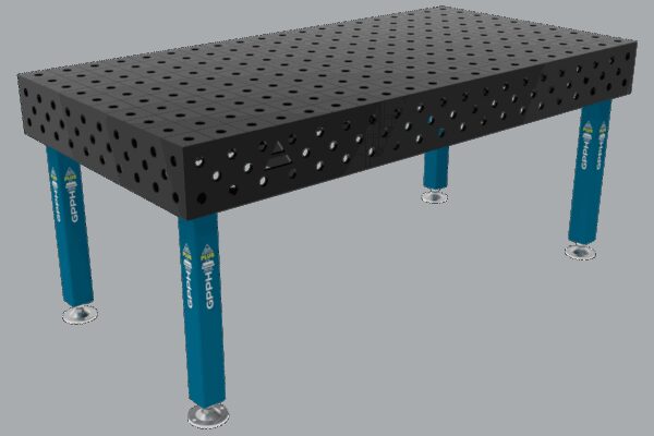 Stół Spawalniczy PLUS Siatka - 100x100mm, System - Φ28, Rozmiar - 2000x1000mm, Nogi - Na stopach