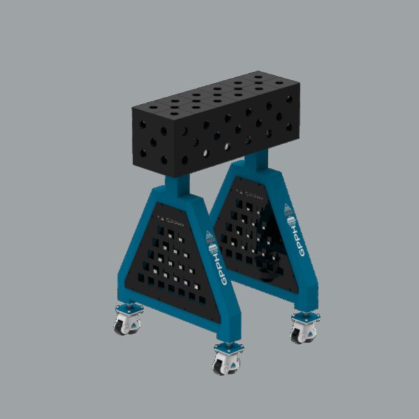 Podpora spawalnicza TRESTLE PLUS 600x200x200 mm - system fi 28 - Siatka DIAGONALNA - Na kołach