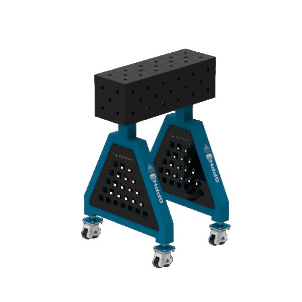 Podpora spawalnicza TRESTLE PLUS 600x200x200 mm - system fi 16 - Siatka DIAGONALNA - Na kołach
