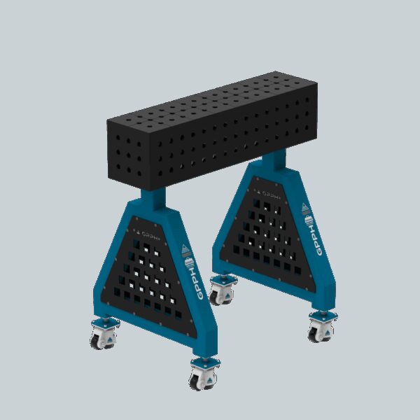 Podpora spawalnicza TRESTLE PLUS 800x200x200 mm - system fi 16 - Siatka 50x50 mm - Na kołach