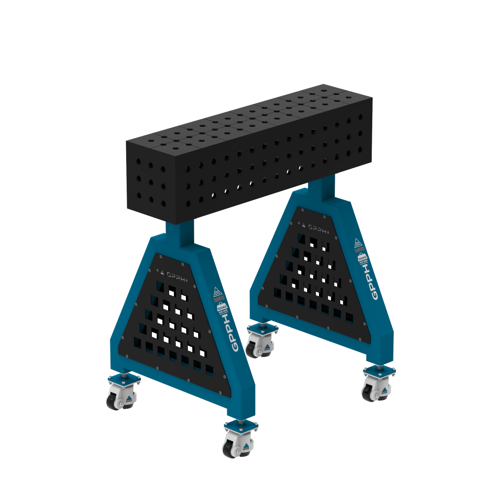 Podpora spawalnicza TRESTLE PLUS 800x200x200 mm - system fi 16 - Siatka 50x50 mm - Na kołach