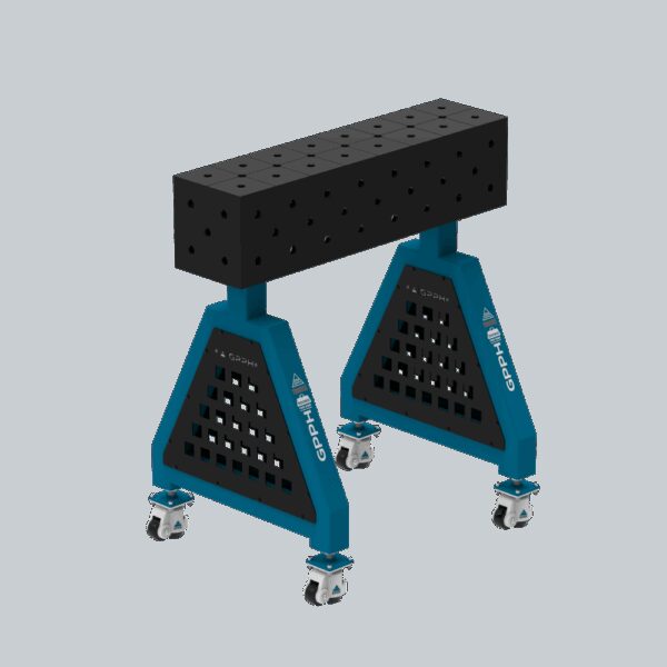 Podpora spawalnicza TRESTLE PLUS 800x200x200 mm - system fi 16 - Siatka DIAGONALNA - Na kołach