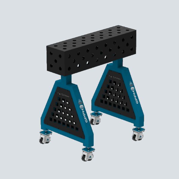 Podpora spawalnicza TRESTLE PLUS 800x200x200 mm - system fi 28 - Siatka DIAGONALNA - Na kołach