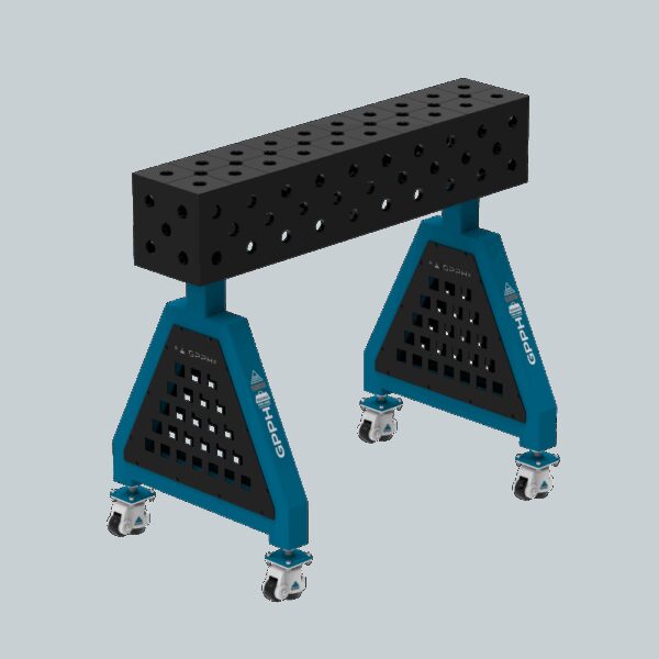 Podpora spawalnicza TRESTLE PLUS 1000x200x200 mm - system fi 28 - Siatka DIAGONALNA - Na kołach