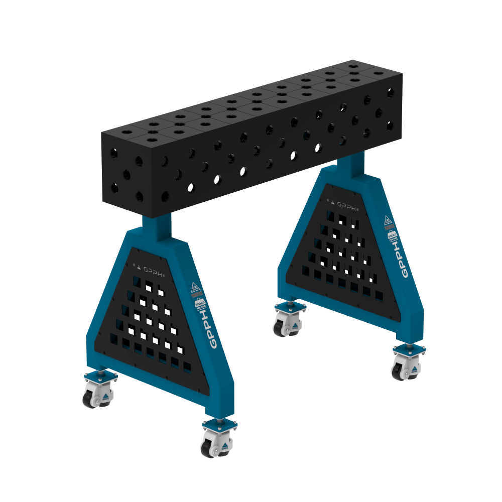 Podpora spawalnicza TRESTLE PLUS 1000x200x200 mm - system fi 28 - Siatka DIAGONALNA - Na kołach