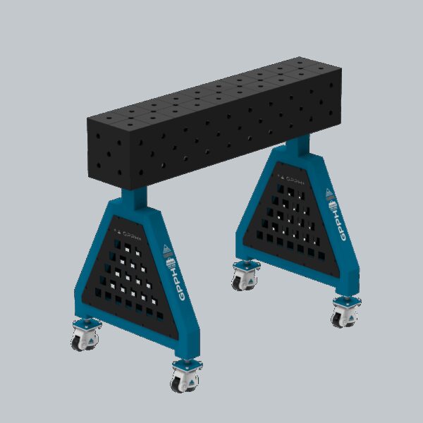 Podpora spawalnicza TRESTLE PLUS 1000x200x200 mm - system fi 16 - Siatka DIAGONALNA - Na kołach