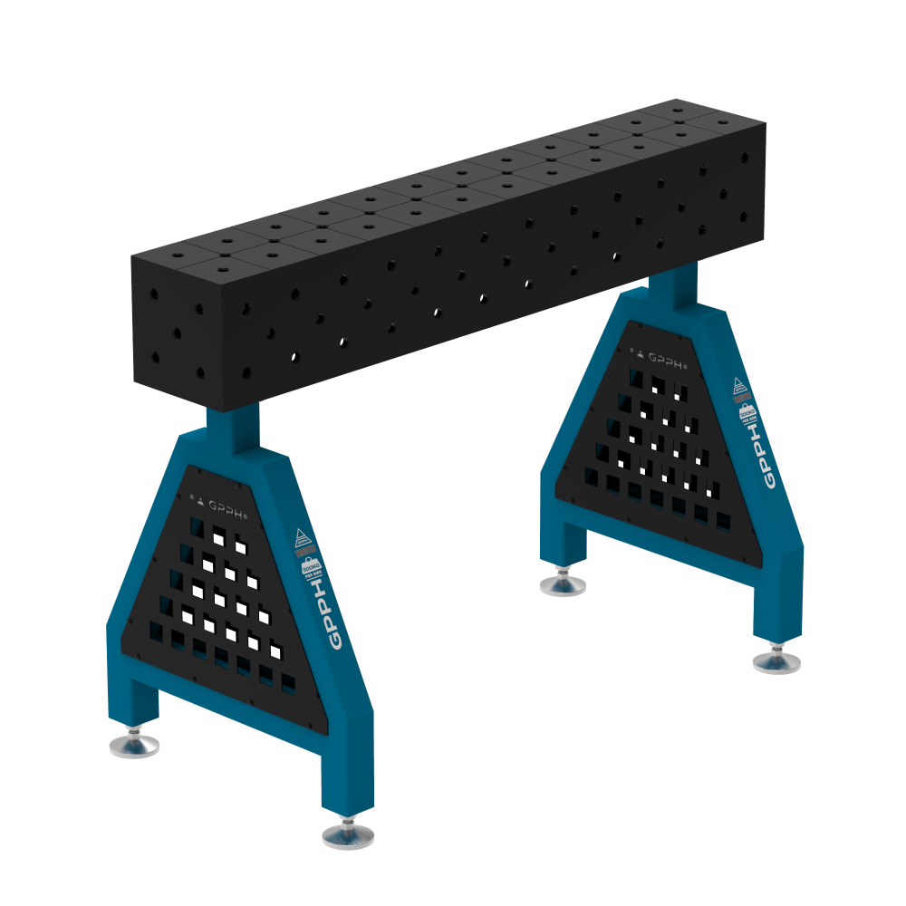 Podpora spawalnicza TRESTLE PLUS 1200x200x200 mm - system fi 16 - Siatka DIAGONALNA - Na stopach
